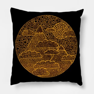 Golden Zen Landscape Pillow