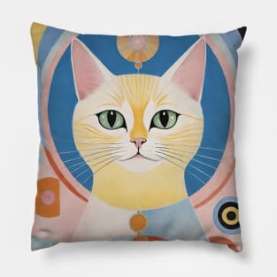 Hilma af Klint's Feline Fantasia: Abstract Whimsy Pillow