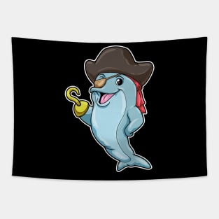 Dolphin as Pirate with Eye patch & Hooked hand Tapestry