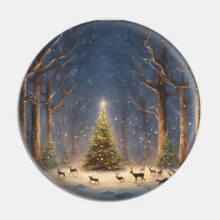 Winter Whispers: Gleaming Evergreen Festivities Tee Pin