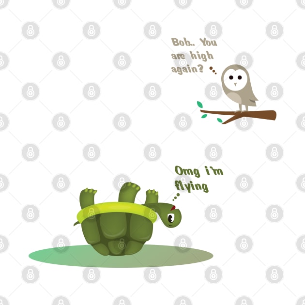 Funny turtle and owl by SeriousMustache