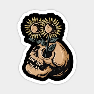 skull sunflower Magnet