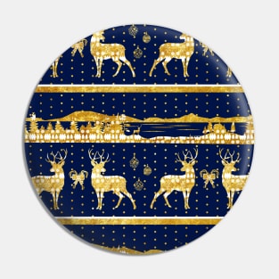 gold winter deer christmas Pin