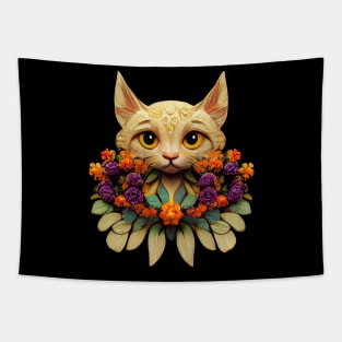 Cat with bouquet Tapestry