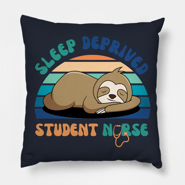 Sleep Deprived Student Nurse, Sloth Sleeping Pillow by MzM2U