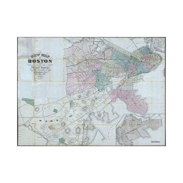 Vintage Map of Boston Massachusetts (1870) by Bravuramedia