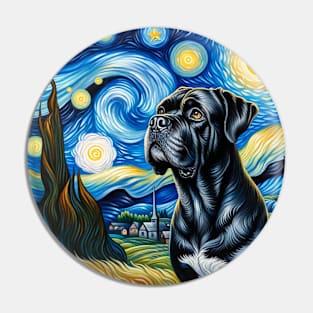 Starry Cane Corso Dog Portrait - Pet Portrait Pin