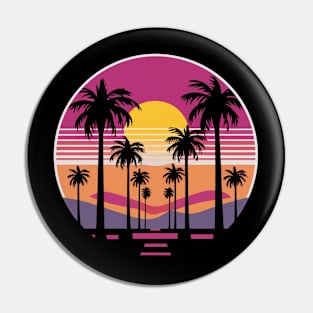 80s Vaporwave Palm Trees Sunset aesthetic Pin