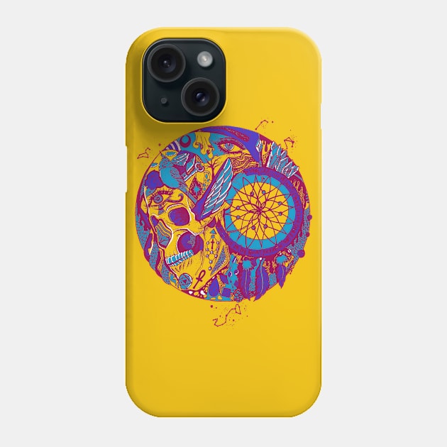 Triad Skull and Dreamcatcher Circle Phone Case by kenallouis