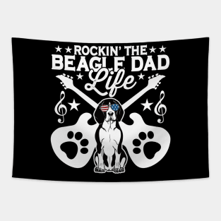 Rockin The Beagle Dad Life Dog Lover Guitar Tapestry