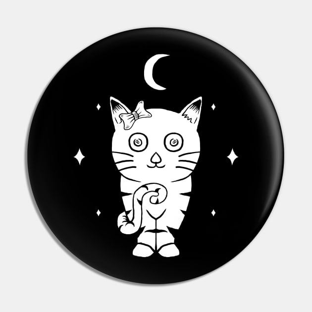 Cat Night Pin by polkamdesign