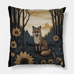 Sunflower Fox Pillow