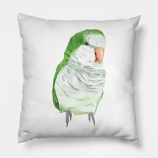 Conure veuve perruche moine souris quaker aquarelle Pillow by Oranjade0122