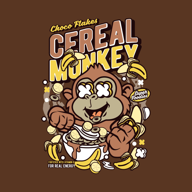 Retro Cartoon Cereal Box // Cereal Monkey Bananas // Funny Vintage Breakfast Cereal by SLAG_Creative