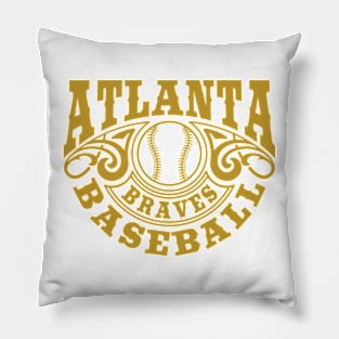 Vintage Retro Atlanta Braves Baseball Pillow