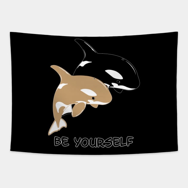 Albino Orca Killer Whale Couple Tapestry by NicGrayTees