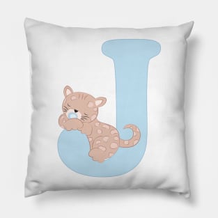 J - blue - jaguar Pillow