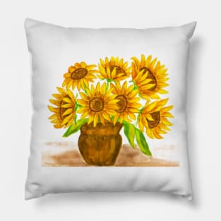 Bouquet of sunflowers in vase 2 Pillow