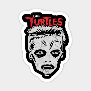 I Like Turtles Zombie Skull Face Magnet