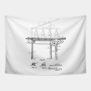 Automatic Bowling Mechanism Vintage Patent Hand Drawing Tapestry