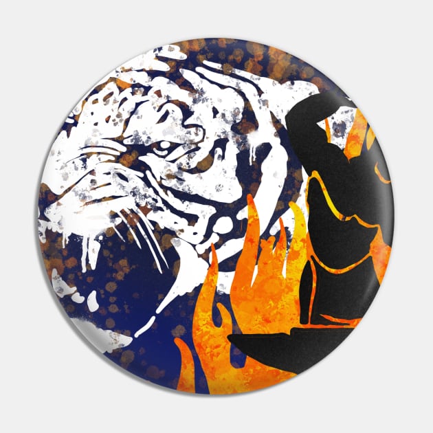 Tiger and flames Pin by Shyflyer