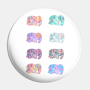 Patterned Elephants Pin