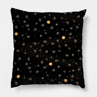 Eclipse Moon Stars Pattern Pillow