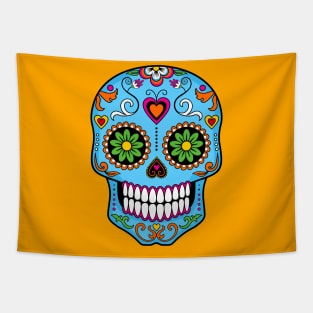 Turquoise Sugar Skull Tapestry