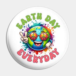 Earth Day Everyday Peace sign glasses Girl Environment Pin