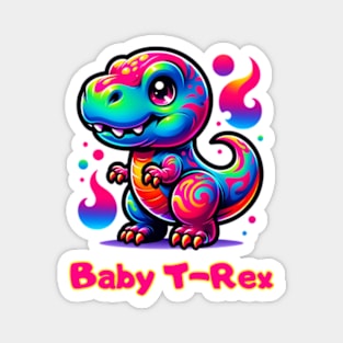 Baby T-Rex Cute Neon Dinosaur Kawaii Chibi Magnet