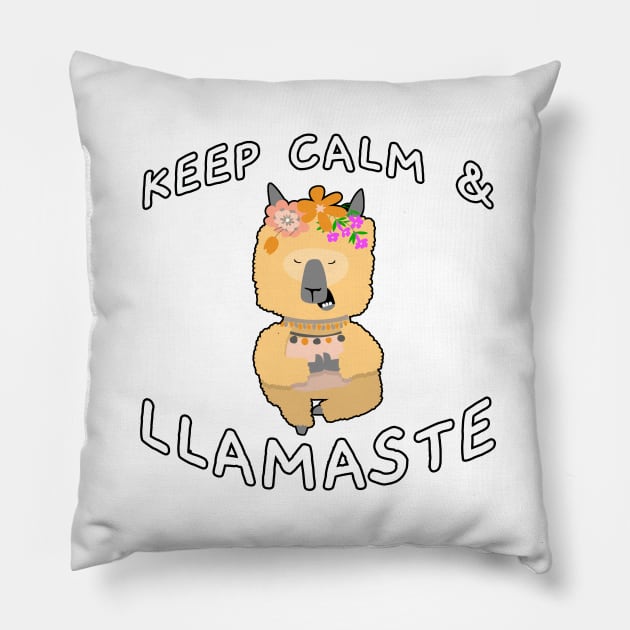 Keep Calm And Llamaste Pose 6 Pillow by Shawnsonart