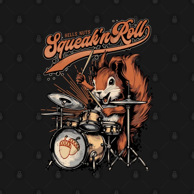 Squirrel Playing Drums Rock and Roll by TreehouseDesigns