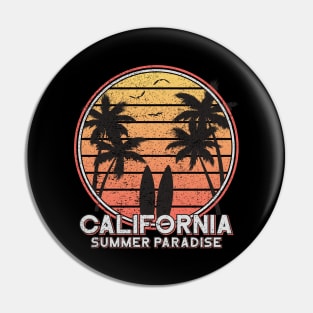 California Summer Paradise Vacation Summer Holiday Art Pin