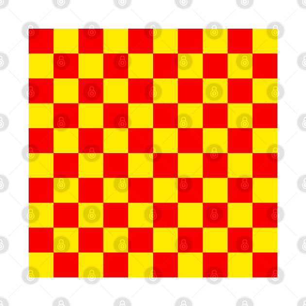 Checkerboard Square Seamless Pattern - Yellow & Red by DesignWood Atelier