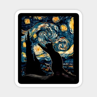 Cat Starry Night Adventure Magnet