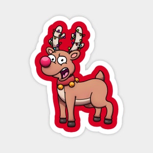 Cute Christmas Reindeer With Christmas Lights Magnet