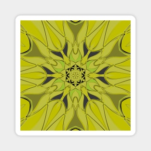 Cartoon Mandala Flower Green Magnet