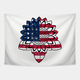 Happy Independence Day Stars&Stripes Sunflower American Flag T SHirt Tapestry