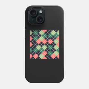 Argyle Pattern Green Pink and Navy Phone Case