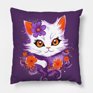 Mysterious Purple Cat Pillow