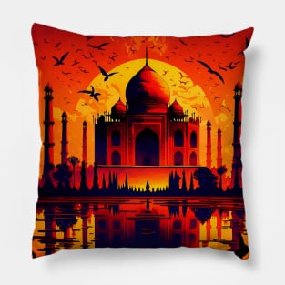 Sunlit Taj Mahal View Pillow