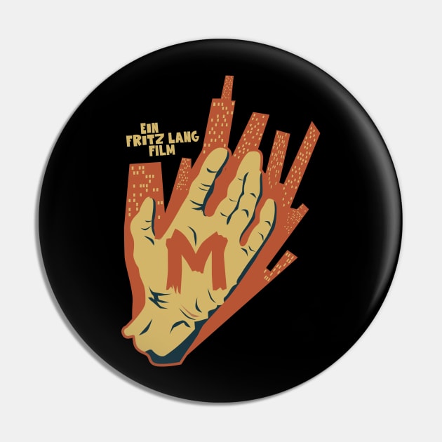 The Mark of M: Tribute to Fritz Lang's Masterpiece - Iconic Hand Design Pin by Boogosh