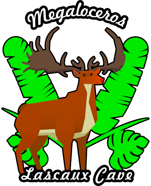 🦖 Extinct Megaloceros (Irish Elk) as Drawn in Lascaux Cave Kids T-Shirt by Pixoplanet