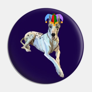 Court Jester Harlequin Great Dane Dog Pin