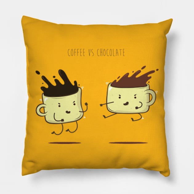 Coffee vs chocolate Pillow by Baxtr