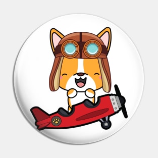 Cute corgi is in a vintage plane Pin