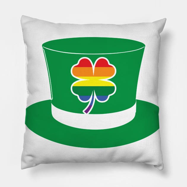 LGBTQ Clover St. Patrick's Day Hat Design Pillow by SiGo