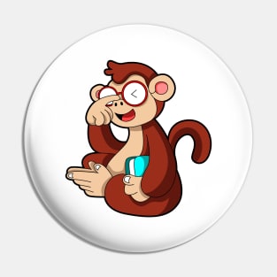 Monkey with Glasses & Book Pin