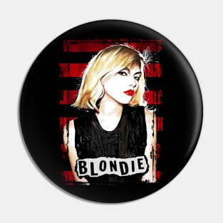 Debbie Harry Blondie Retro Pop Art Red Stripes Pin