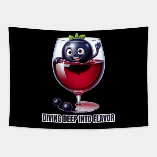 Berry Dive - Diving Deep into Flavor Wine Connoisseur Tee Tapestry